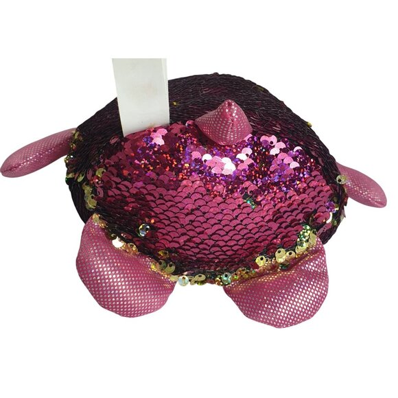 Shimmeez Polly Pig Pink Sequin Plush Flip Sequin Gold Toy 9.5" Tall Sparkling - Picture 7 of 8